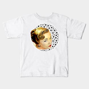 Woman profile with background stars Kids T-Shirt